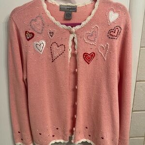Designers Originals Pink Cardigan with Heart Accents